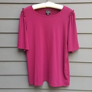 Worthington Ruffle shoulder Half Sleeve Tee Size Large